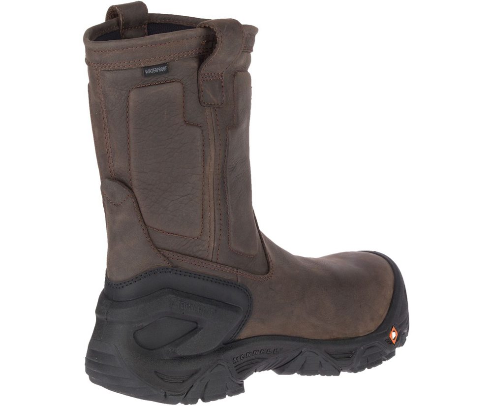 Merrell Vandrestøvler Herre - Strongfield Læder Pull On Waterproof Comp Toe Wide Width - Brune - TRU